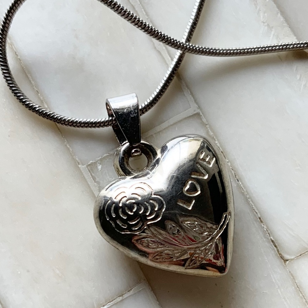 Love Heart Silver tone Necklace